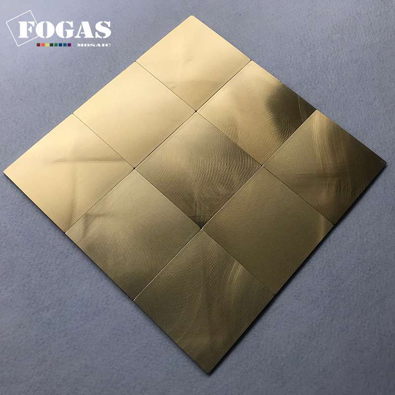 self adhesive golden 98x98mm composite aluminum plastic panel mosaic wall tile for shop